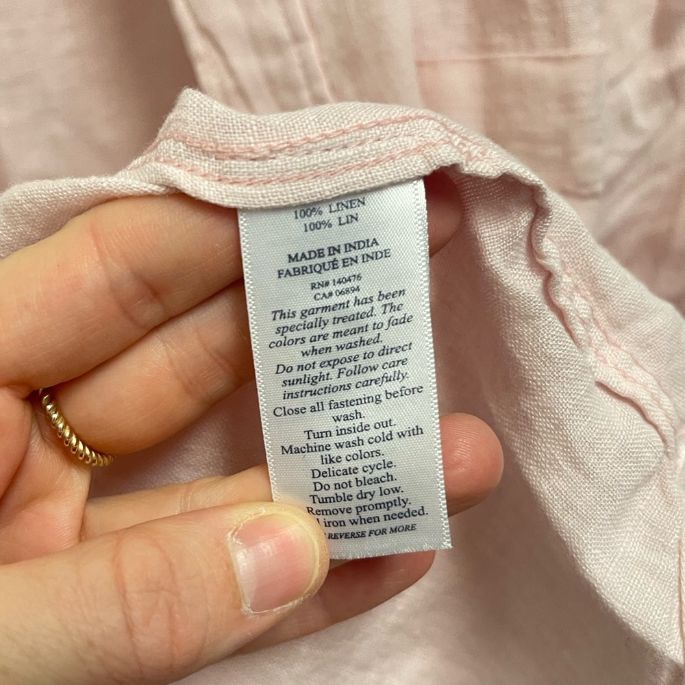 Faherty Pink Linen Short Sleeve Button Down - Picture 7 of 10